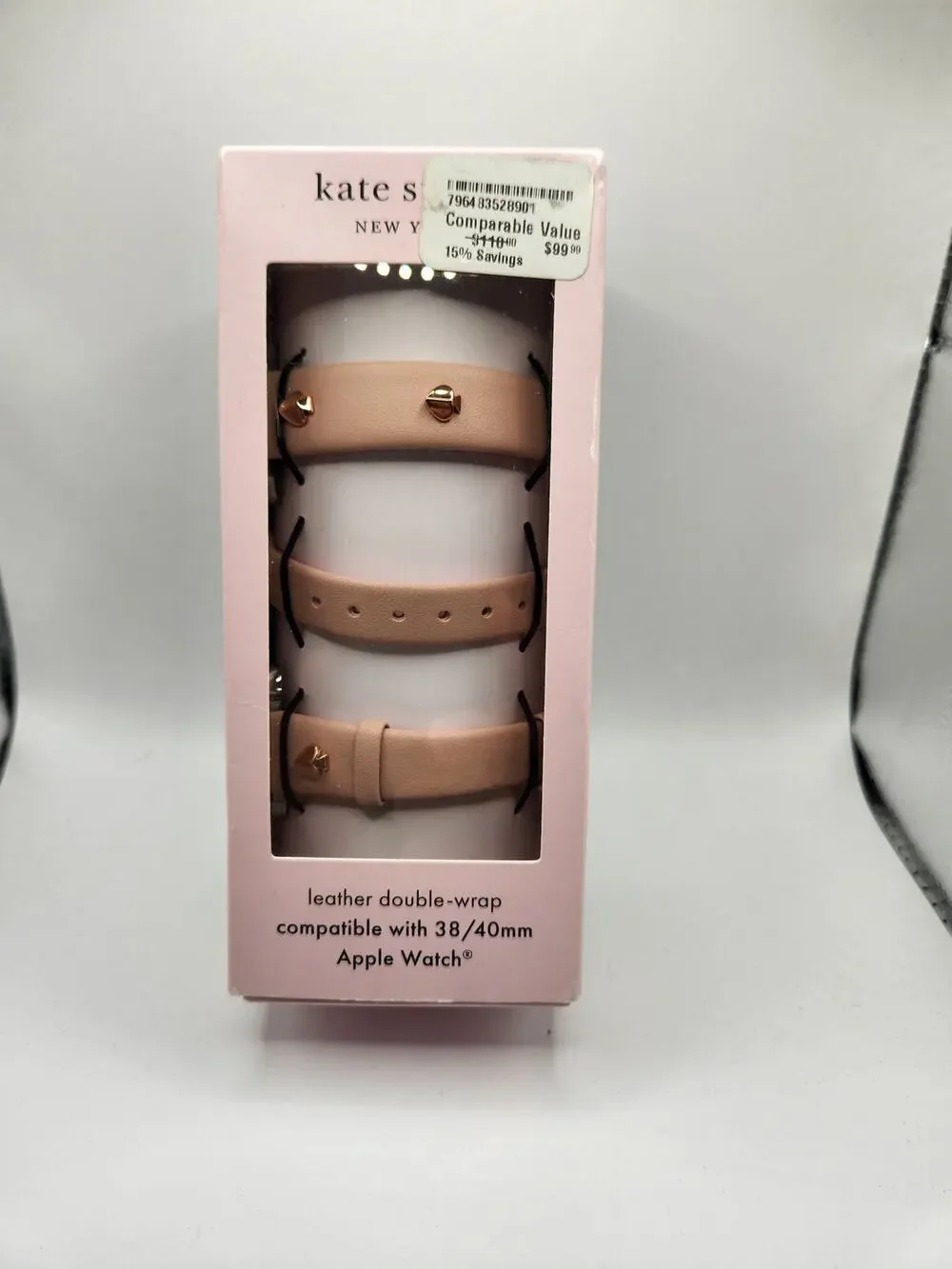 Kate Spade New York 3-Piece Leather Wrap Band Set Pink 38mm 40 mm Apple Watch